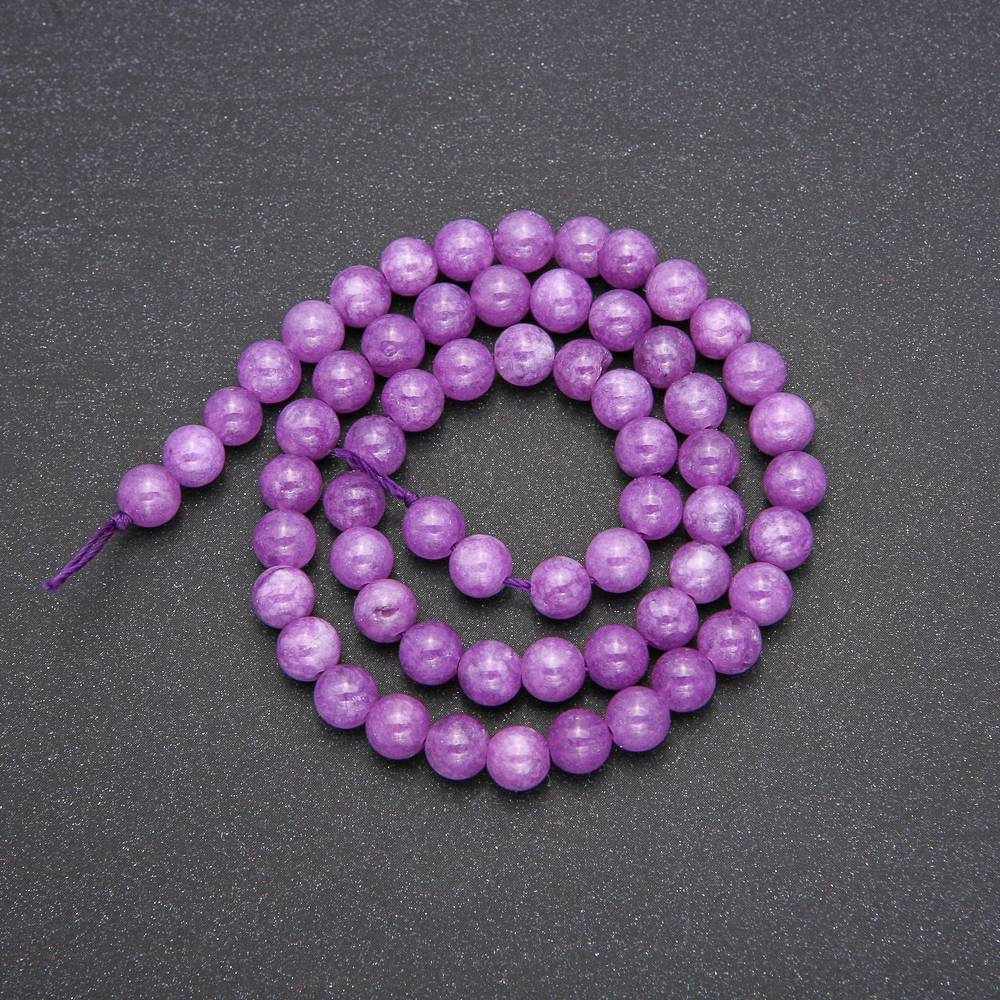 Toned quartz beads resembling amethyst, smooth round bead strand, diameter 6.5 mm, length 38 cm (±)