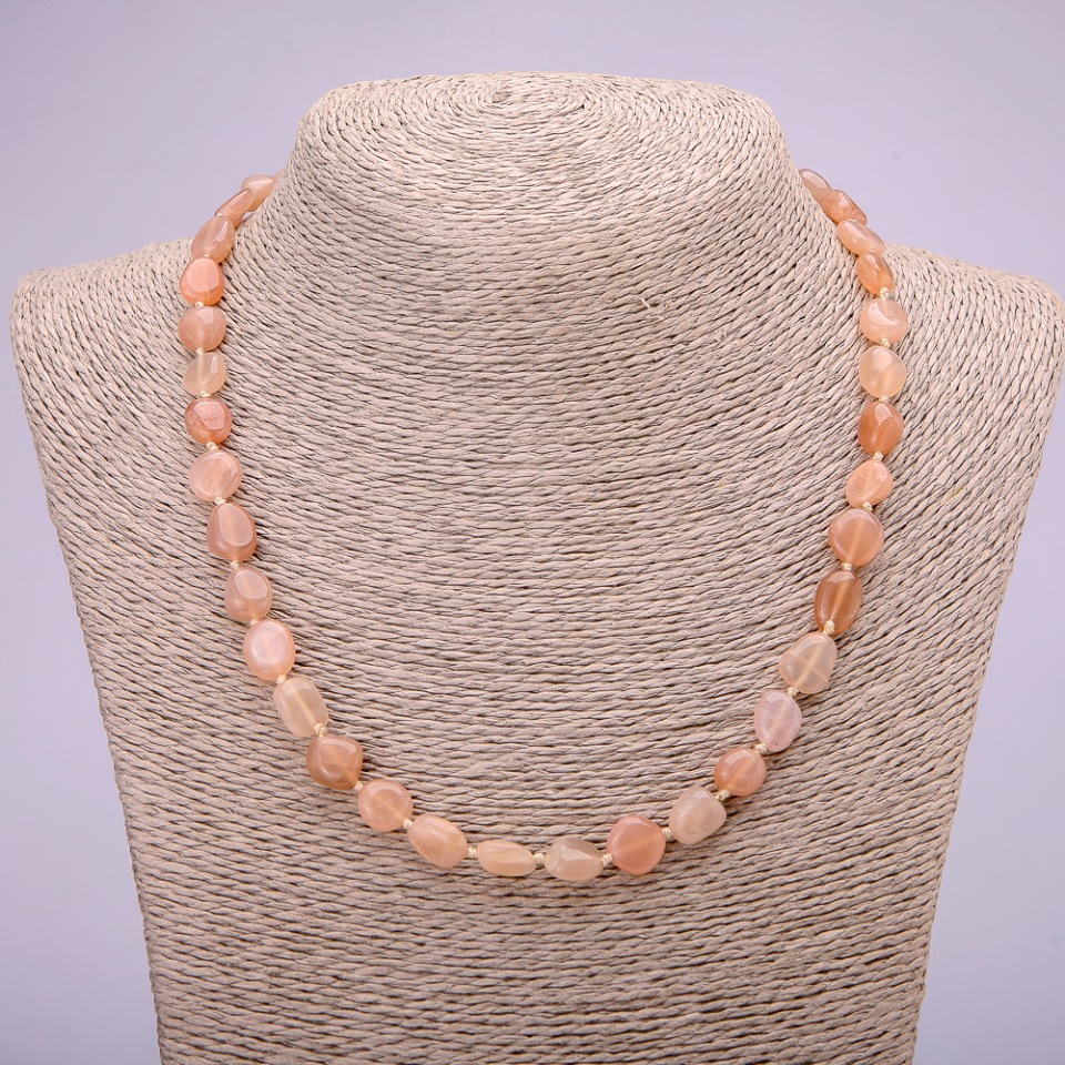 Natural Selenite Necklace, tumbled, diameter 7×9 mm (±), length 48 cm