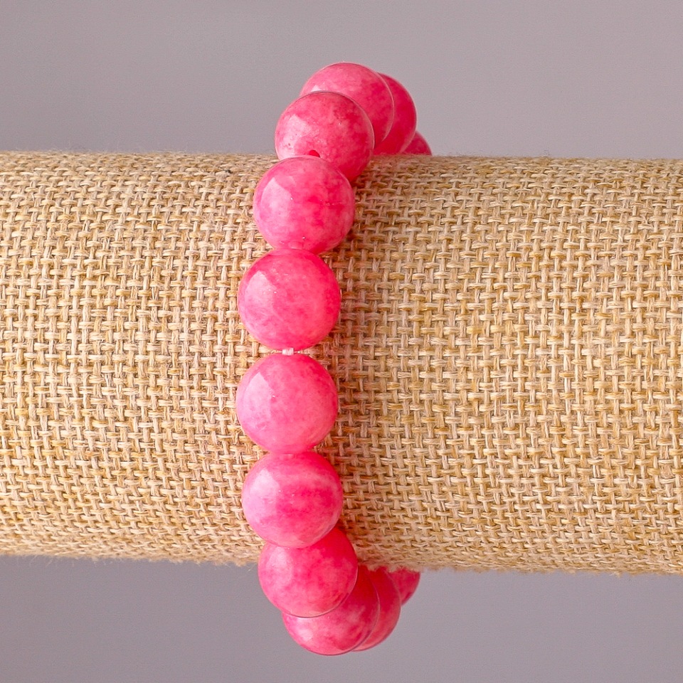 Synthetic Tourmaline Bracelet on Elastic, Smooth Bead, 12 mm Diameter, 18 cm Circumference