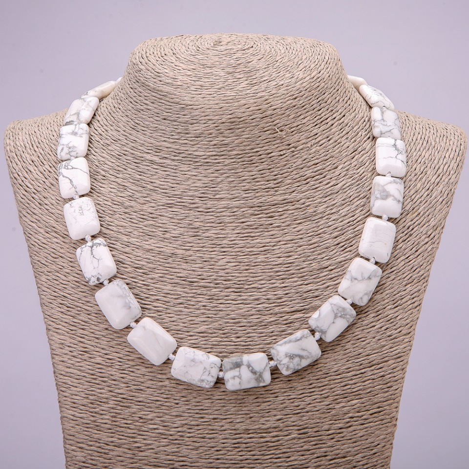 Rectangle Kaolon Natural Stone Necklace, 13x18 mm, 48 cm