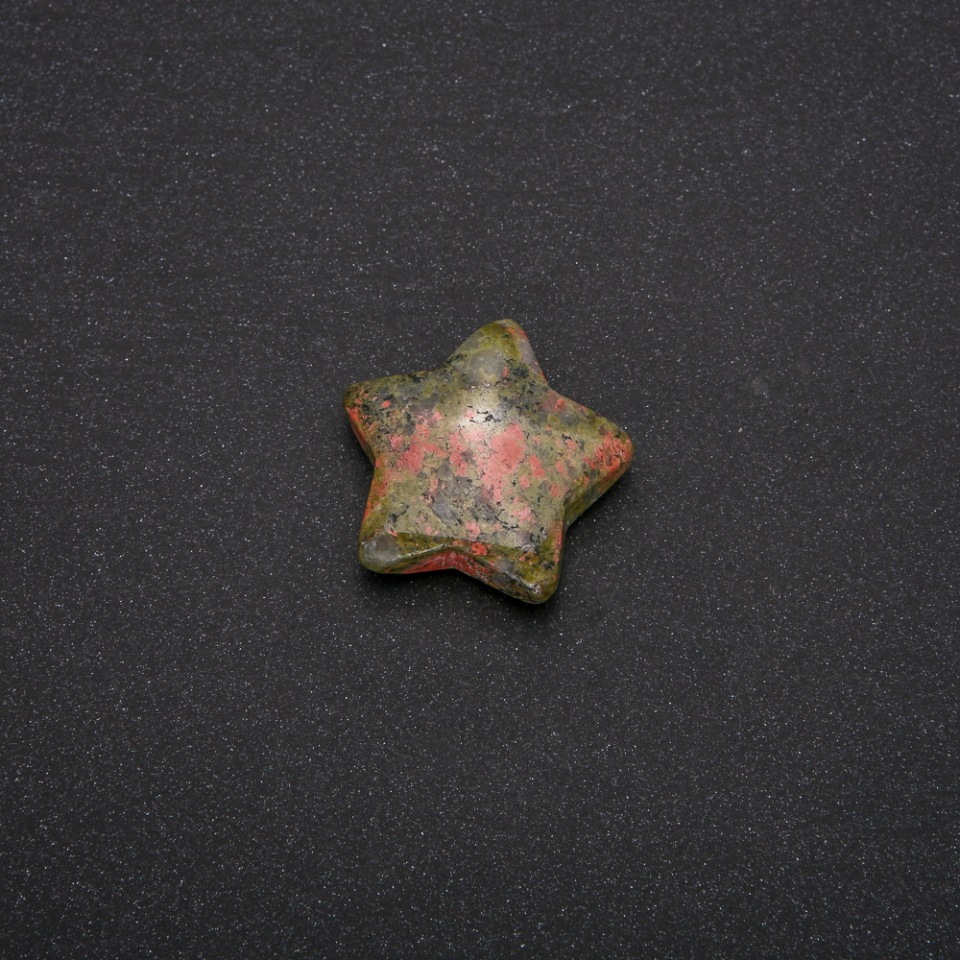 Star-Shaped Heliotrope Jasper Souvenir Stone 28×28×10(±)mm