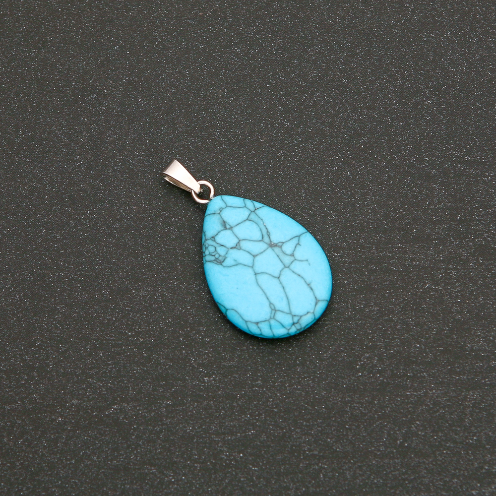 Teardrop pendant 'Blue Turquoise' (pressed) 25x18mm
