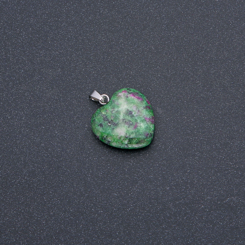 Pendant Heart natural Zoisite stone 19×19×26 mm (+-)