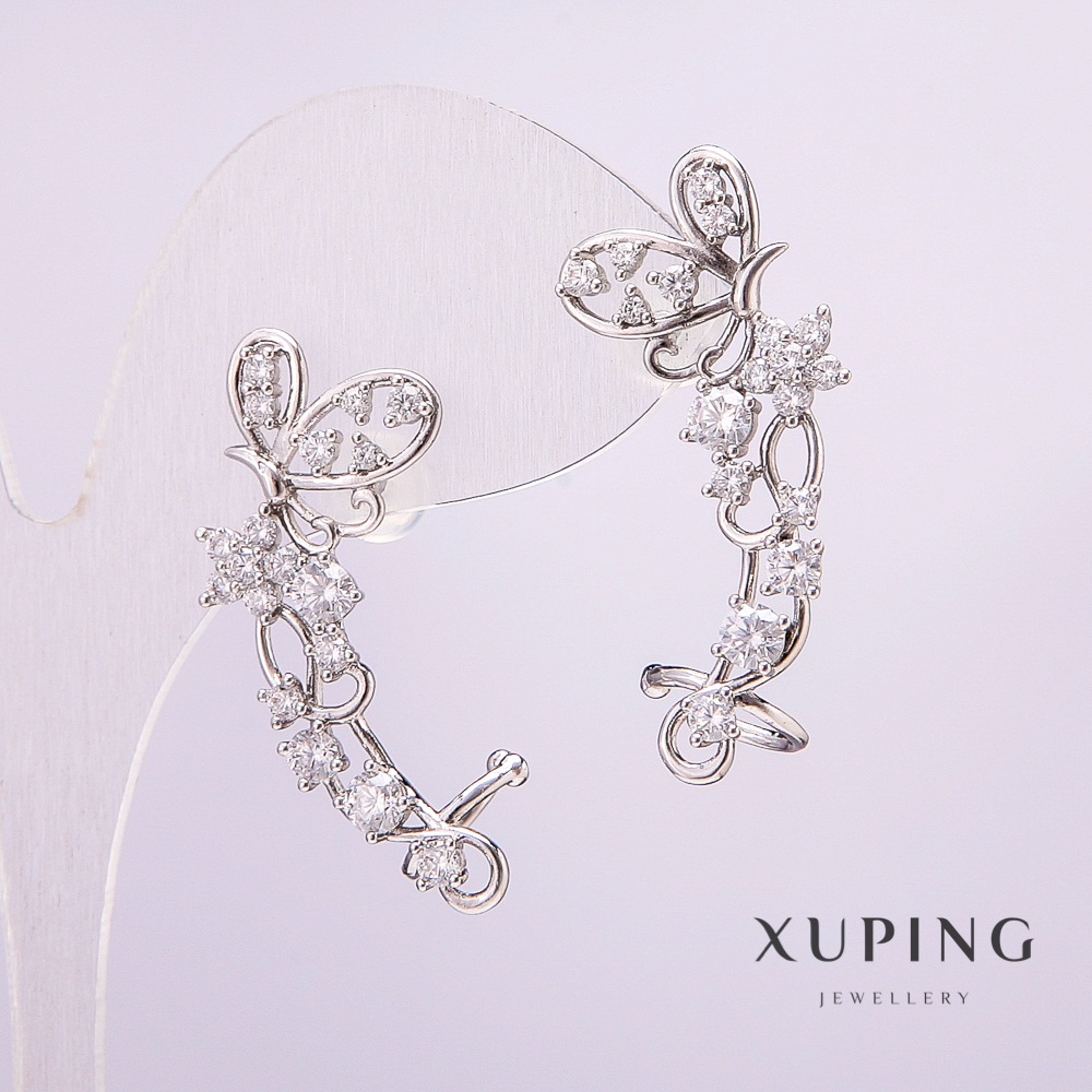 Xuping Rhodium Ear Cuff with White Stones 33x12mm +
