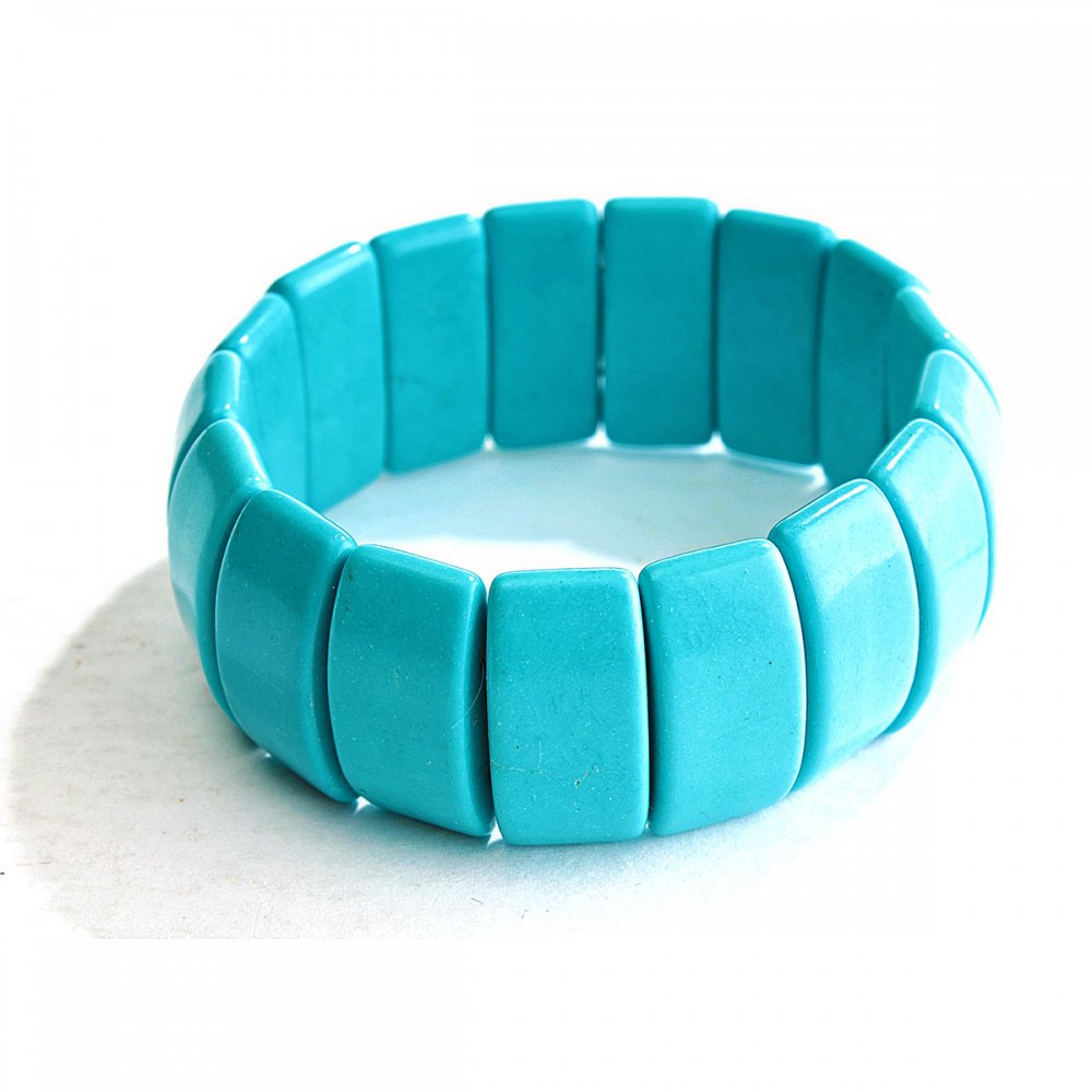 Pressed Turquoise Bracelet (link) – diameter 25×12 mm +/-, length 18 cm (stretch)