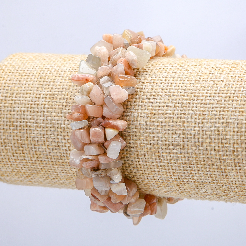Wide bracelet made of natural selenite, chip-size 6 mm ±, circumference 18 cm, width 2 cm