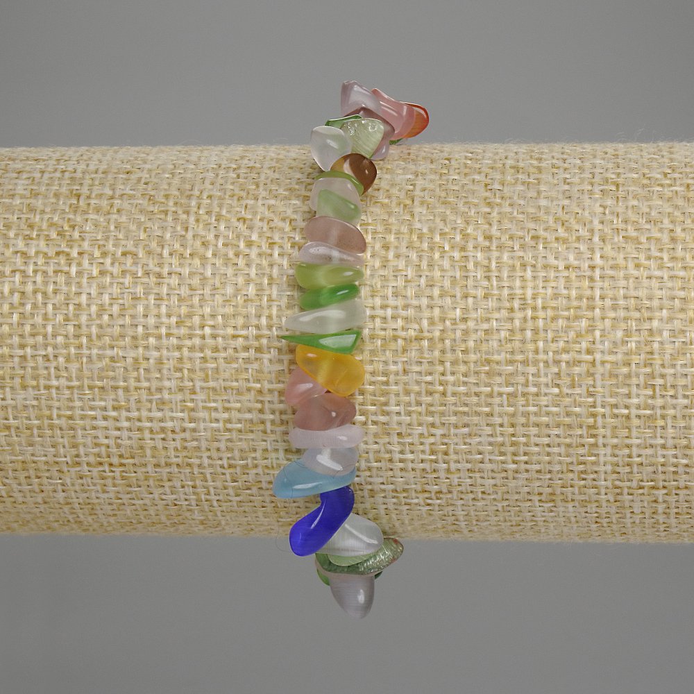 Elastic bracelet with assorted natural stones, 7 mm chips +/-, circumference 18 cm