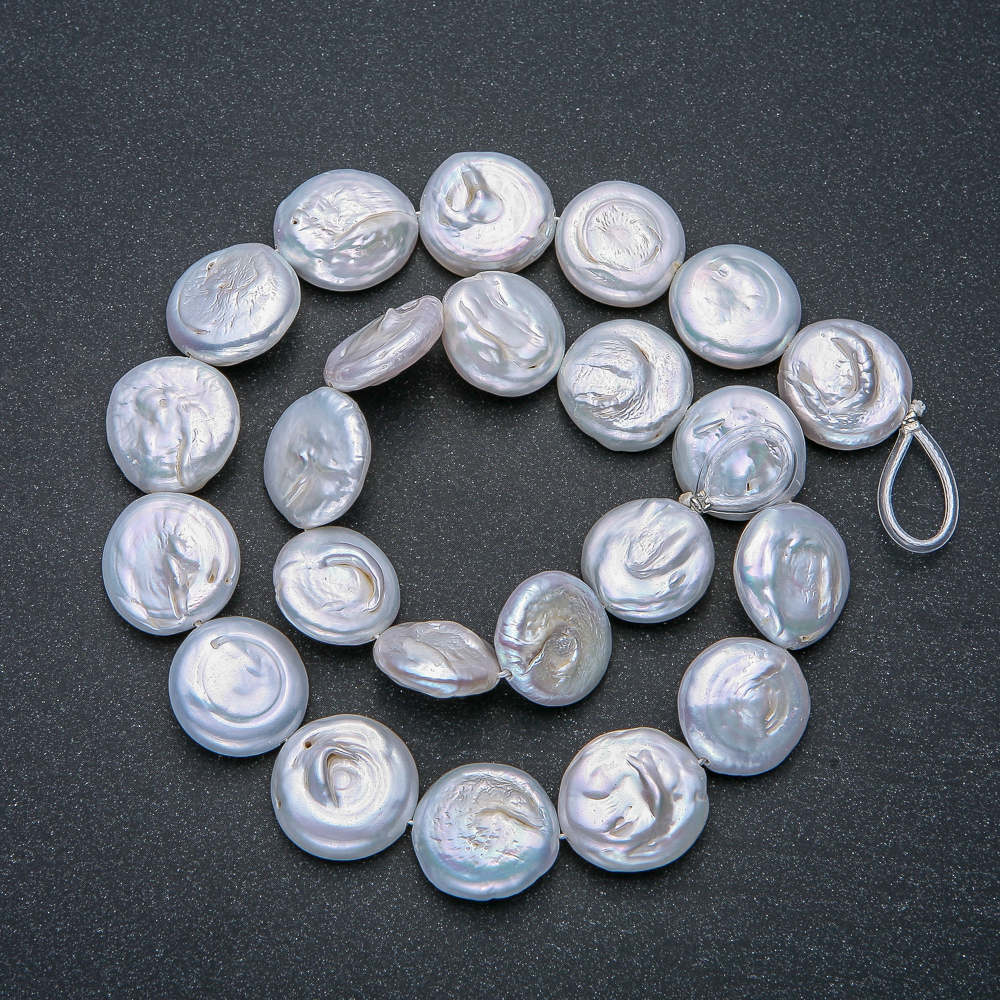 Baroque Pearl Thread, 16mm diameter, 42 cm length +/- with petrol iridescence