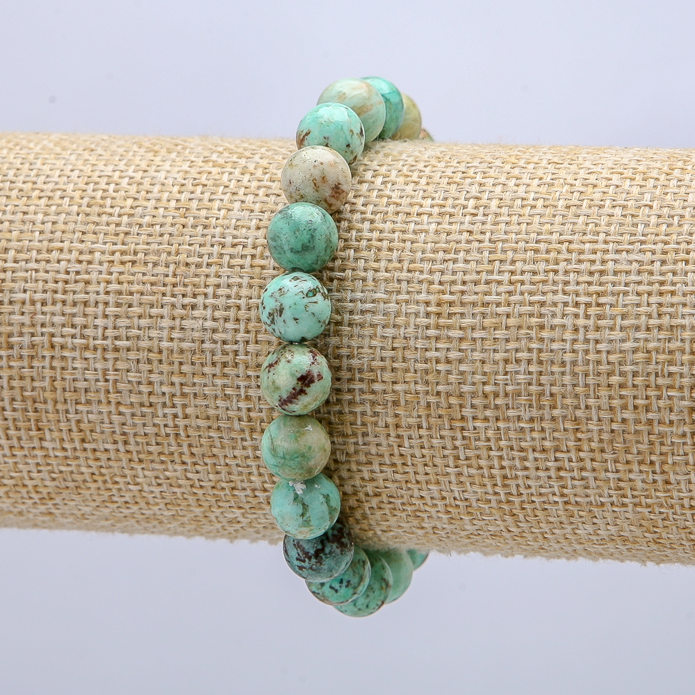 Elastic bracelet with natural amazonite beads, 8 mm diameter, 18 cm circumference +