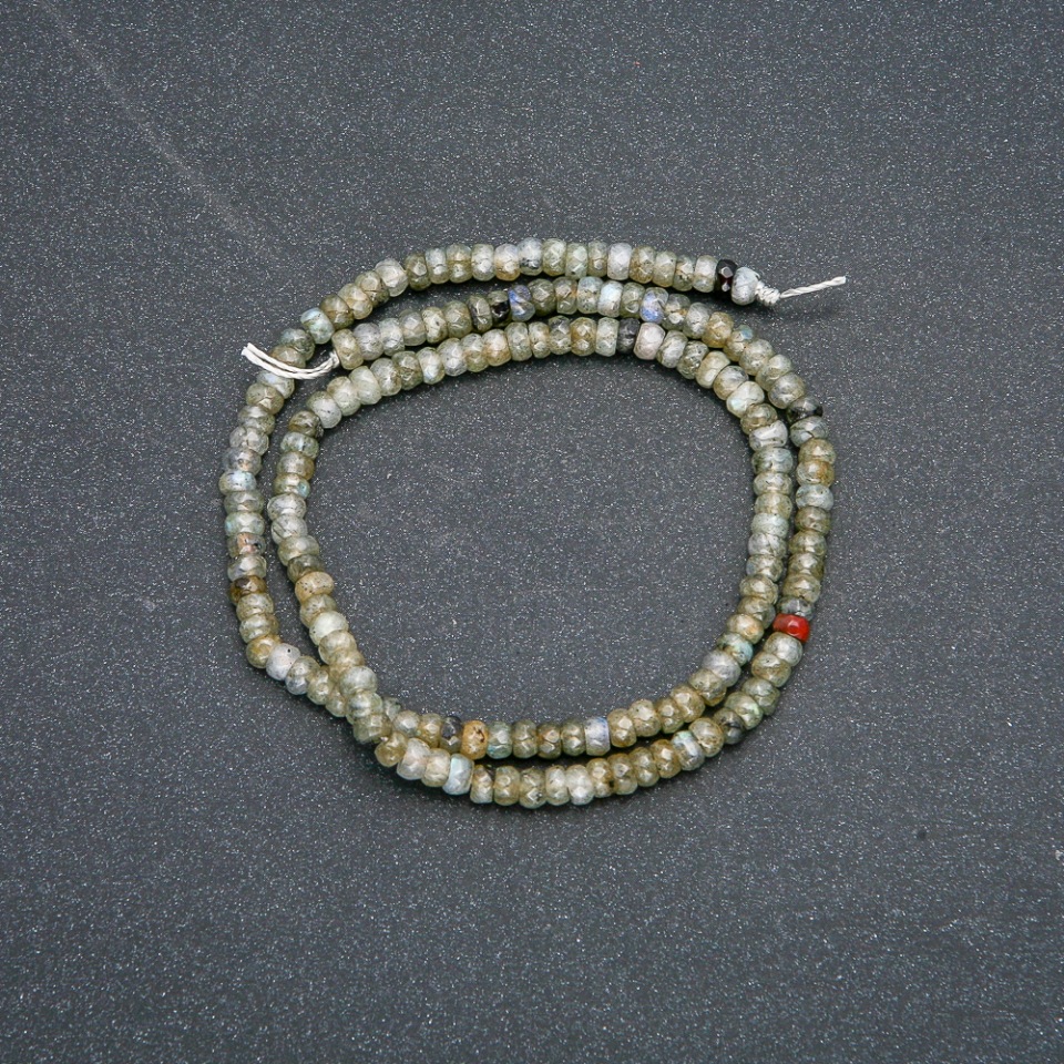 Natural Labradorite bead strand, faceted rondel, diameter 4×2.5 mm, length 39 cm +