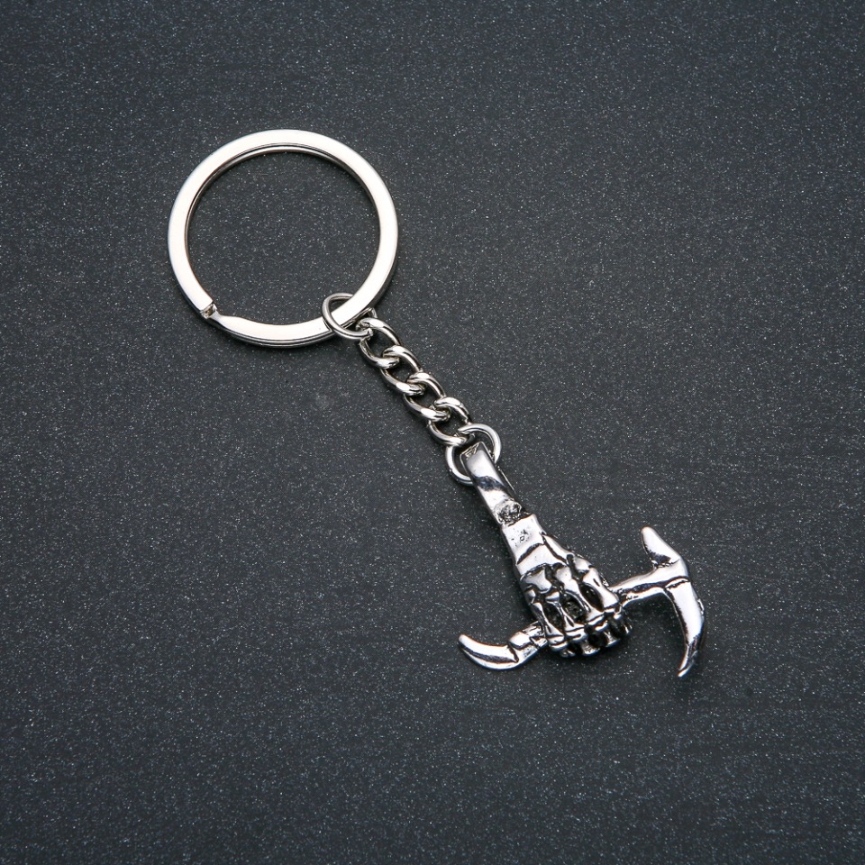 Keychain 'Death's Hand', diameter 39×30 mm, length 9 cm, silver-colored metal