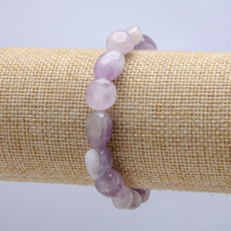 Elastic bracelet with natural amethyst faceted beads, diameter 14x10 mm, circumference 18 cm +