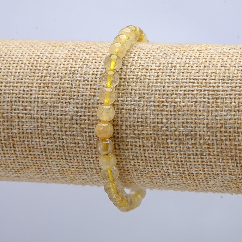 Elastic bracelet with rutile quartz, smooth beads, 6 mm diameter, approx. 18 cm circumference