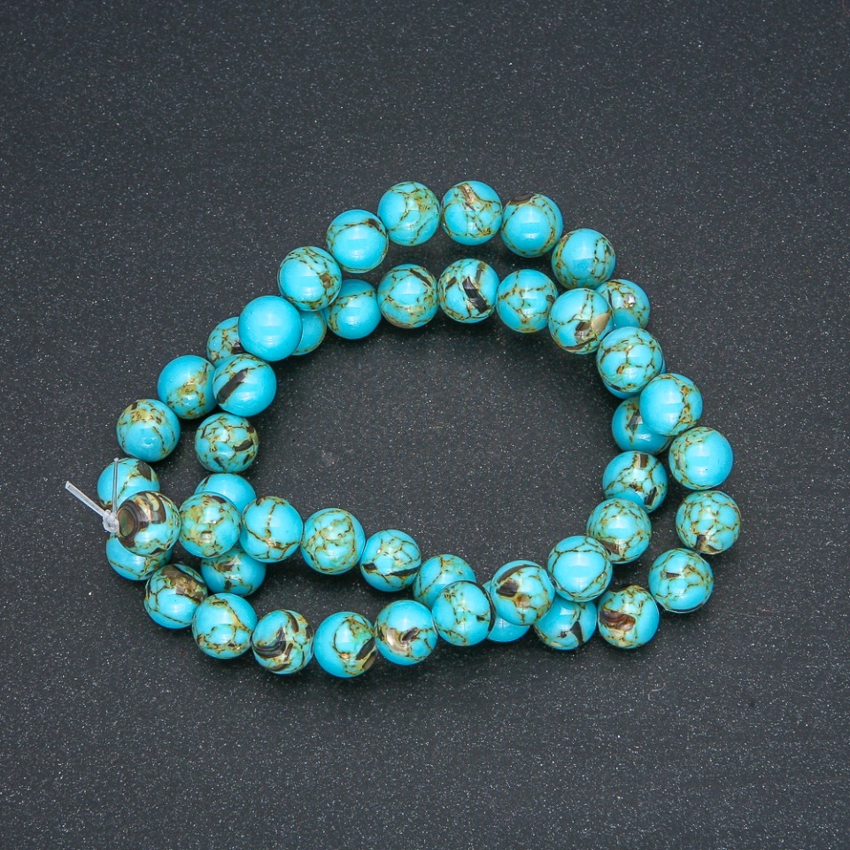 Imperial Jasper Turquoise Beads (pressed) Smooth Round Beads, 8mm Diameter, 40cm Length +