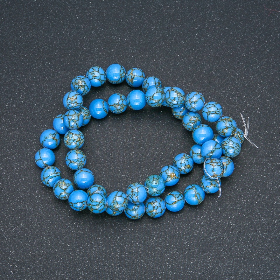 Blue Imperial Jasper Beads (pressed) Smooth Round Beads, 8 mm Diameter, 40 cm Length