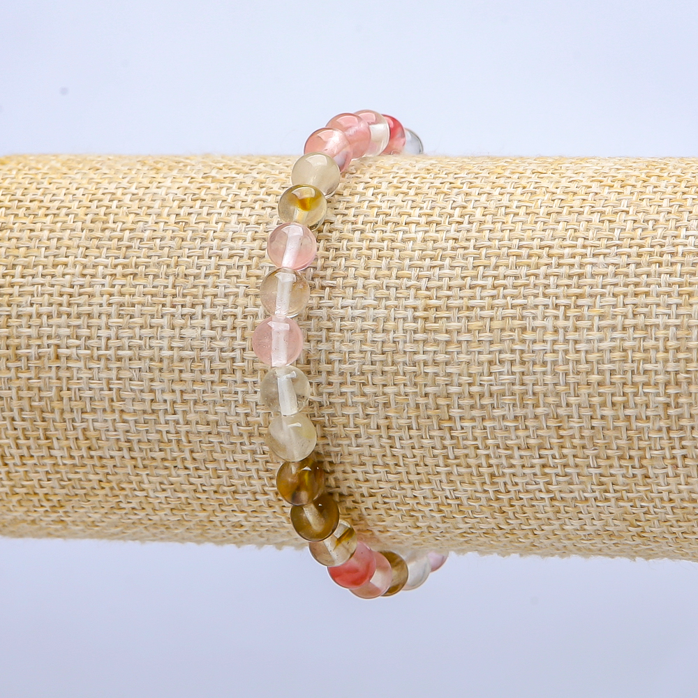 Elastic bracelet with natural chalcedony beads, assorted, diameter 6 mm (±), length 18 cm+