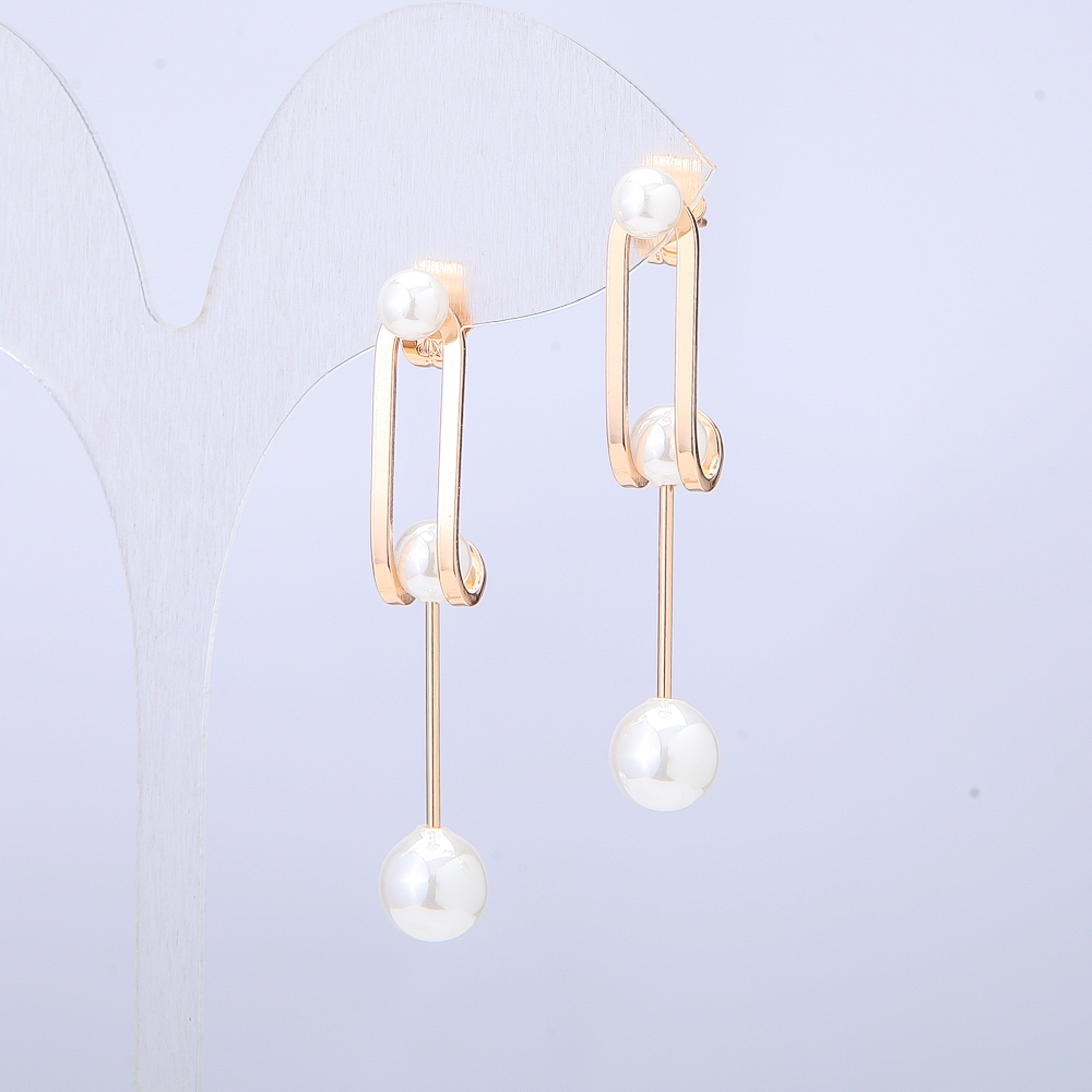 Xuping Earrings 18K Gold Plating with Majorca Pearls, diameter 47x6 mm +