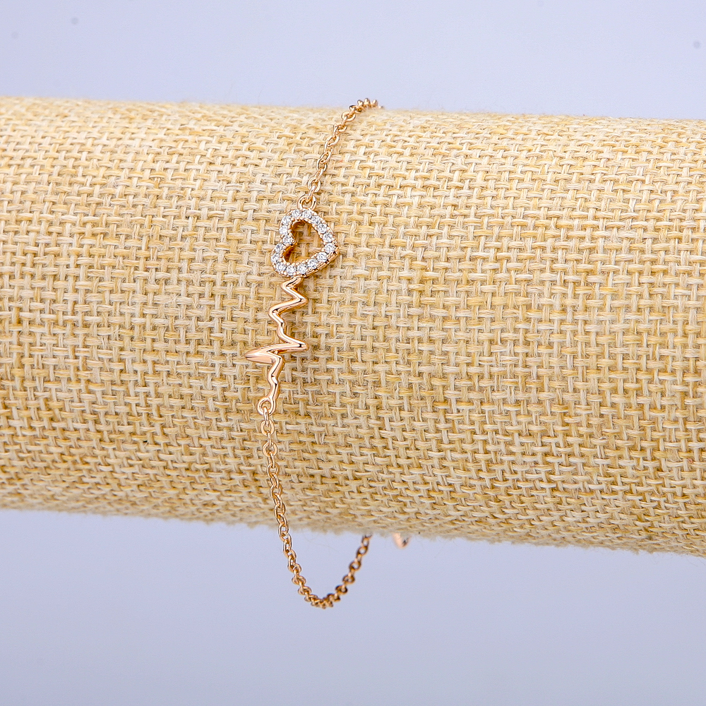 Xuping Bracelet 18K Gold Plating with White Crystals, 1 mm Thick, 17–20 cm Long