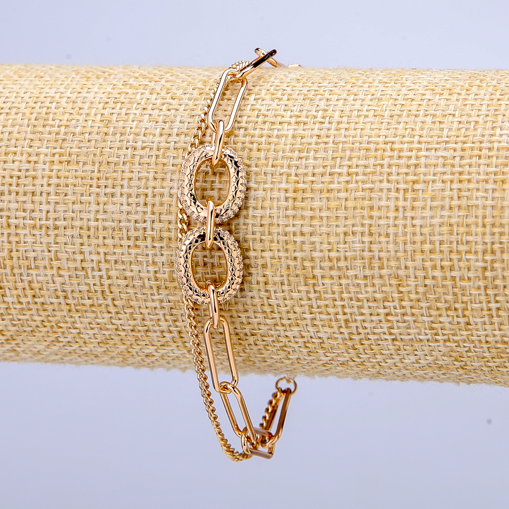 Bracelet Xuping 18K Gold Plating with White Crystals, 7mm Thick, Length 16-19 cm