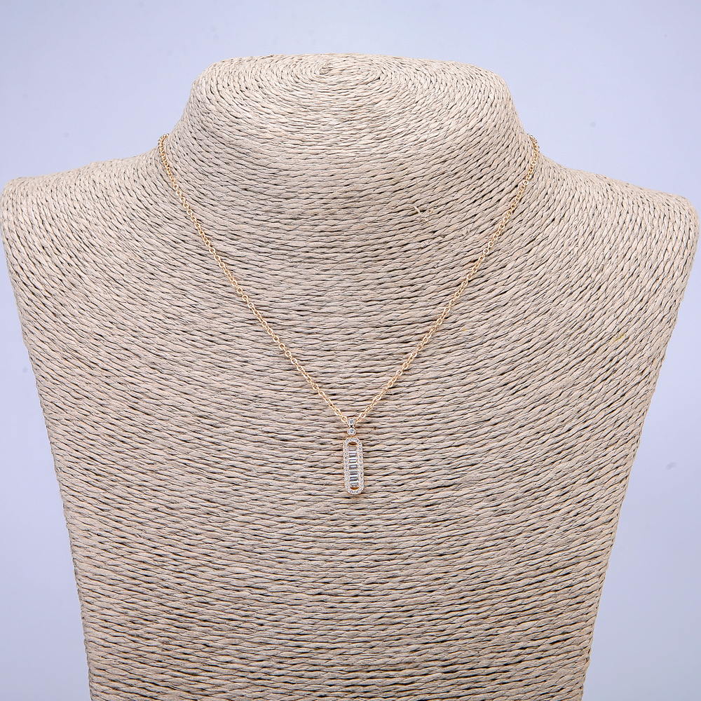 Xuping Chain with 18K Gold Plating and a White Crystal Pendant
