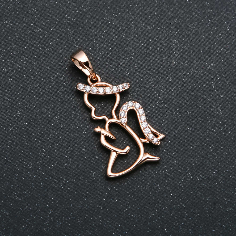 Pendant Xuping 18K Gold Plating Angel with White Crystals, 27×14mm diameter +