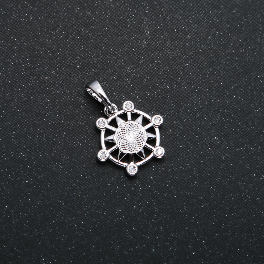 Pendant Xuping rhodium-plated with white rhinestones, diameter 19x14 mm +