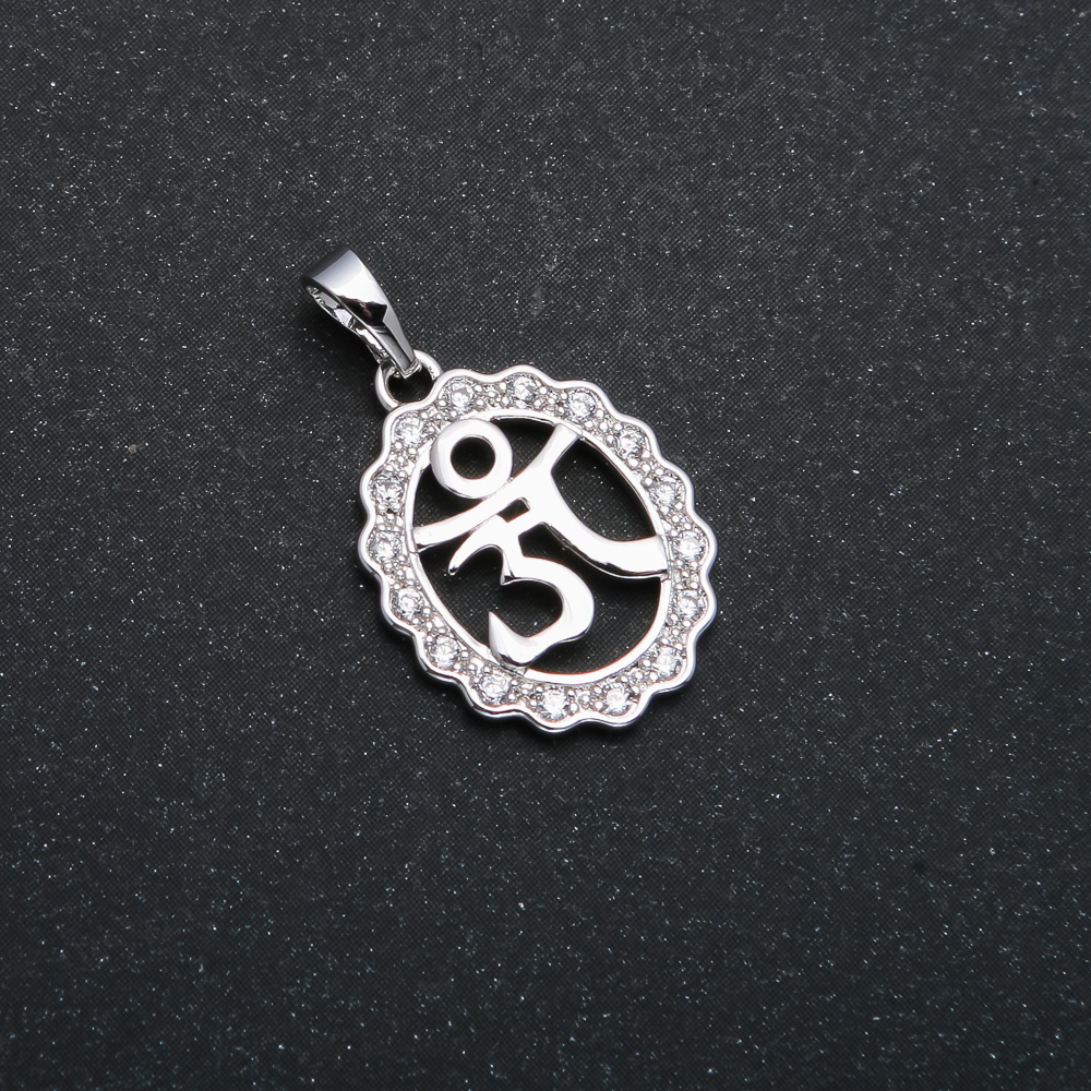 Xuping Rhodium-Plated Pendant with White Crystals, diameter 24x15 mm +