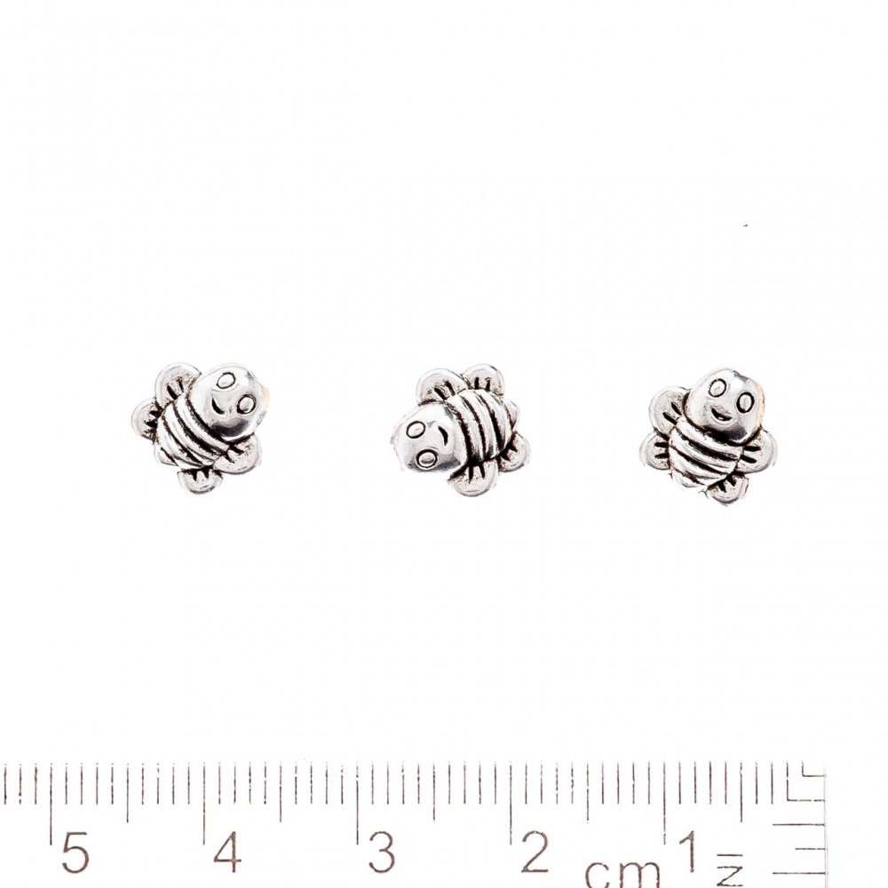 Bead Findings 'Crazy Bee' 8x9mm with hole, 1.5mm diameter, metal color 'Silver' packaging 20 g ± 31 pcs