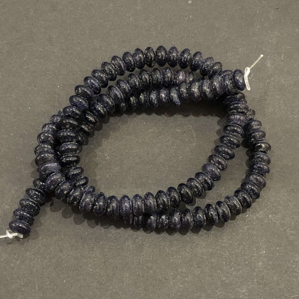 Beads on a string Aventurine Blue Sand "Night of Cairo" Smooth Rondel, 6×3 mm, length 39 cm