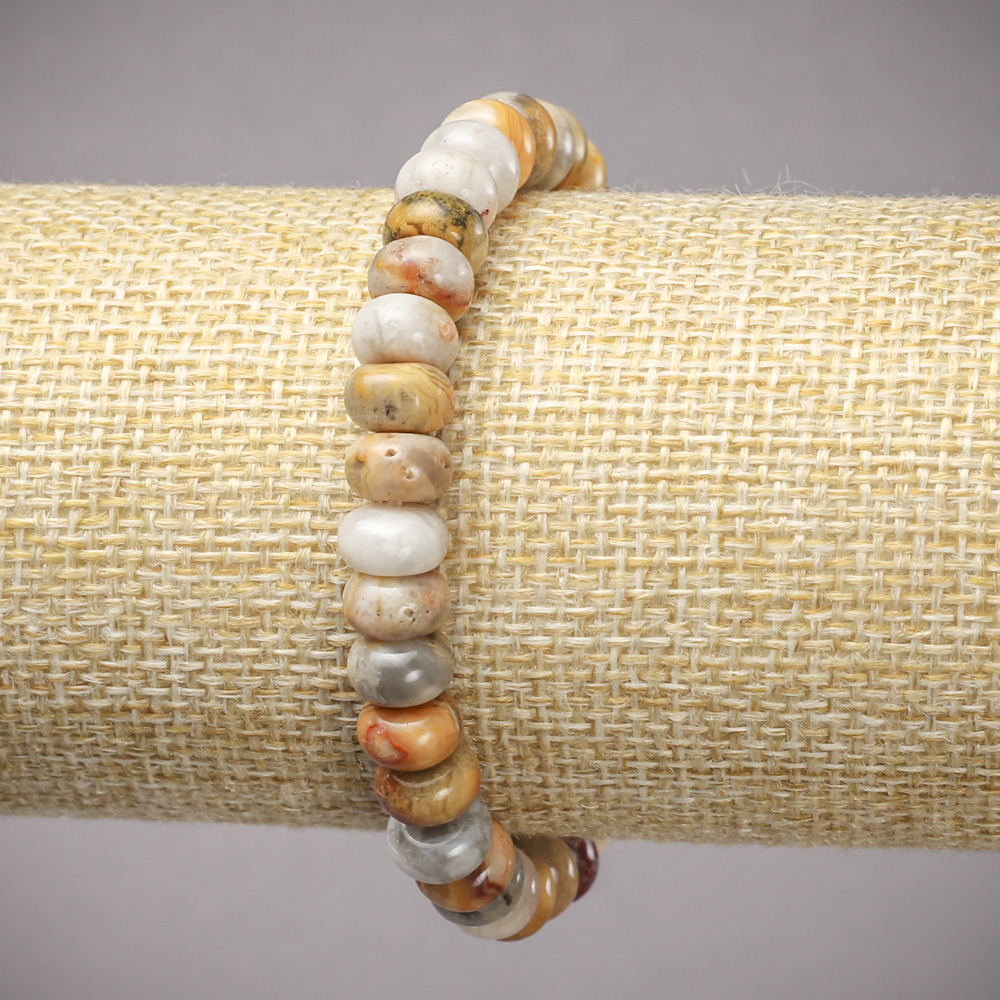 Stretch bracelet with natural Moroccan agate, smooth rondels, diameter 8x5mm, length 18cm