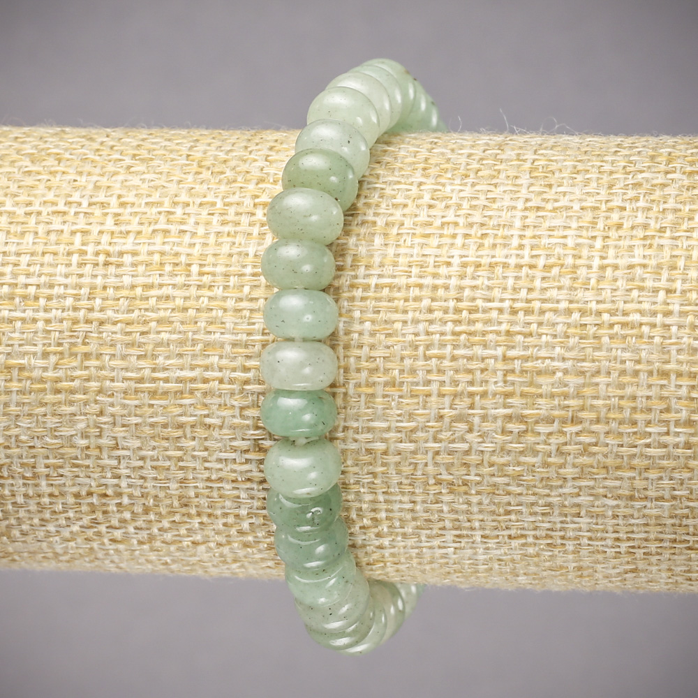 Elastic Bracelet with Natural Jade Rondelle Beads, Smooth Jade, Diameter 8×5 mm, Length 18 cm