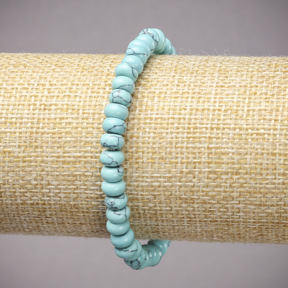 Elastic Turquoise Rondelle Bead Bracelet