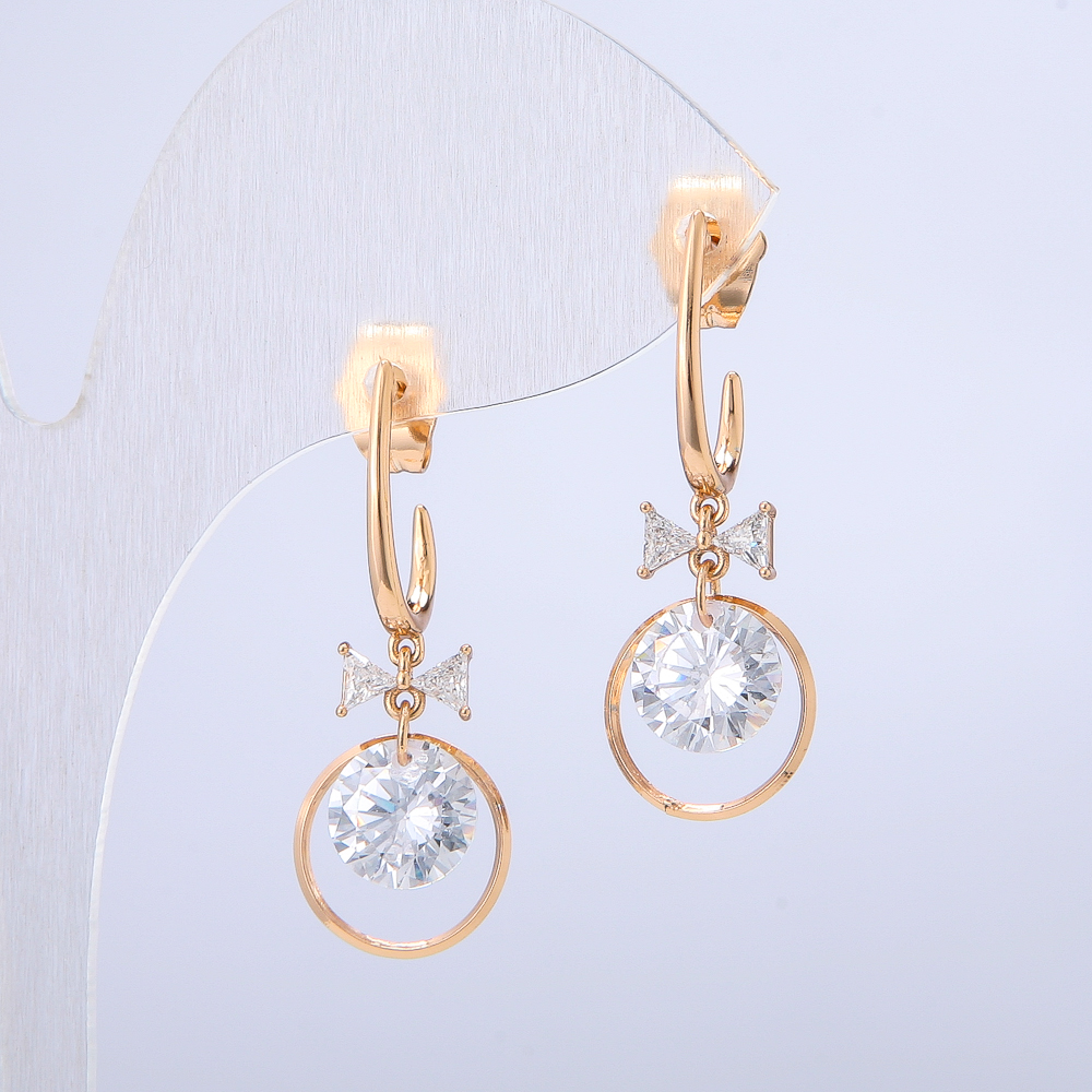 Xuping Earrings in 18K Gold Plating with White Rhinestones and Crystals