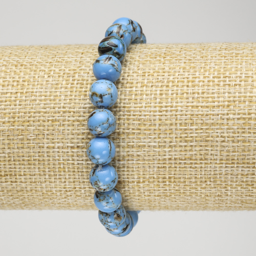 Elastic bracelet with Blue Imperial Jasper (pressed) smooth bead, 8 mm diameter+