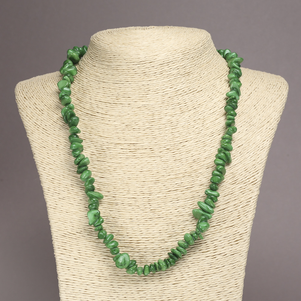 Chrysoprase Necklace (artificial) chips, 6-10 mm diameter, 45 cm length on extender chain