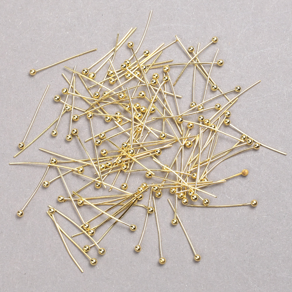 Ball-cap shaped lemon-gold metal findings pins, length 20mm, 500g