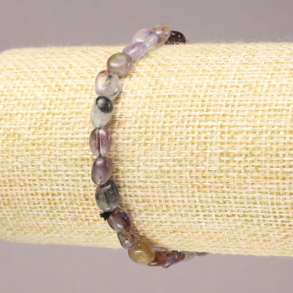 Elastic bracelet with natural ametrine, faceted beads, 7x5 mm diameter