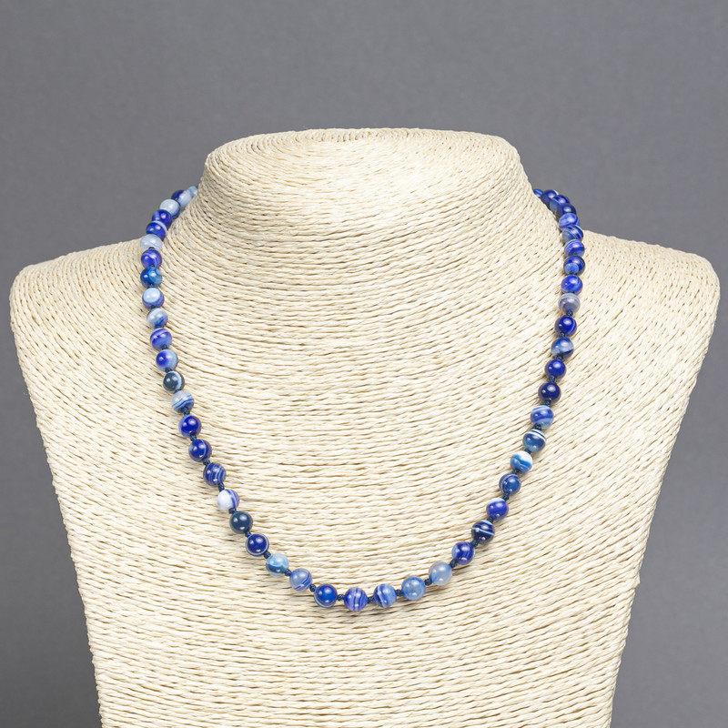 Blue Agate Beads, 6 mm diameter, 45 cm length