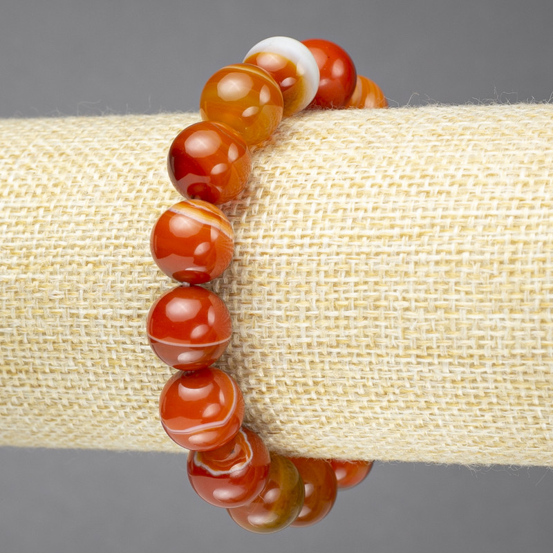 Elastic bracelet with Carnelian, 12 mm bead+