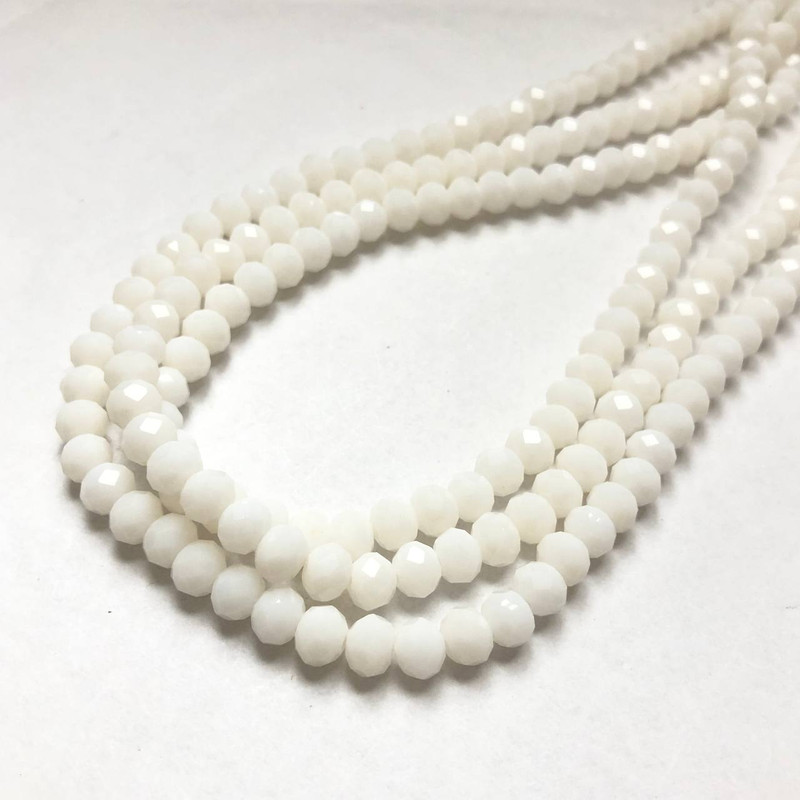 Czech Crystal Beads on Thread, Pale Peach Matte, Faceted Rondelle, 6x4.5 mm, Length 38-40 cm + -