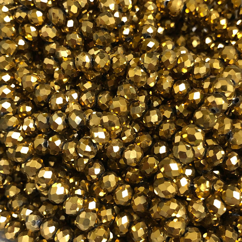 Beads Czech Crystal on Beading Thread, Faceted Rondel, Diameter 6x4.5 mm, Length 38-40 cm