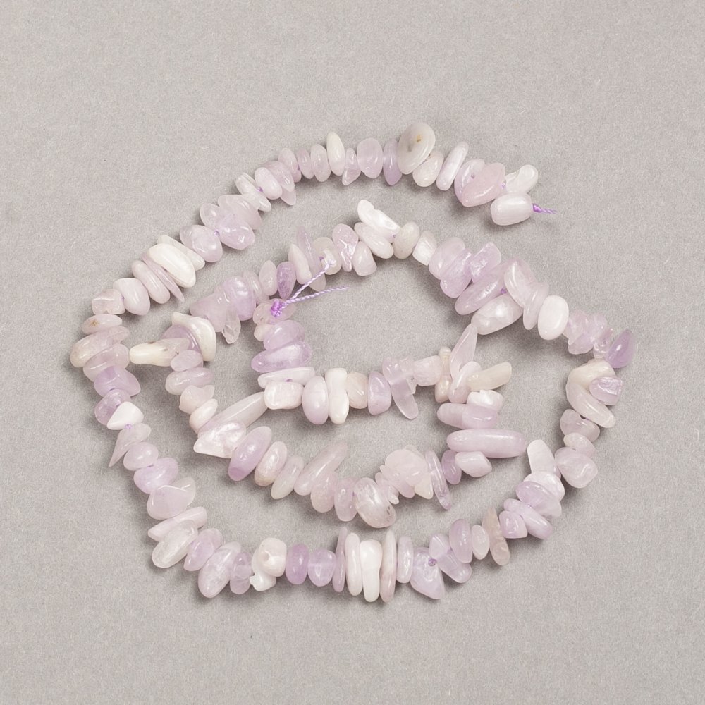 Kunzite natural stone chip beads on thread, 8x3mm, length 39 cm