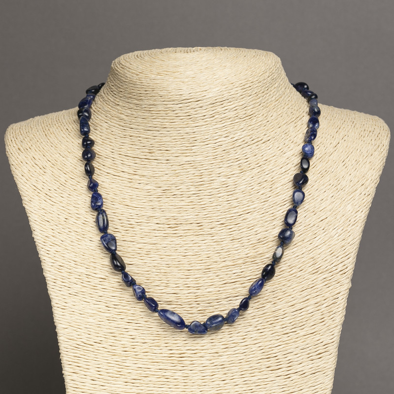 Natural sodalite gemstone necklace with faceted rondelle beads, 8x5 mm diameter, 45 cm length