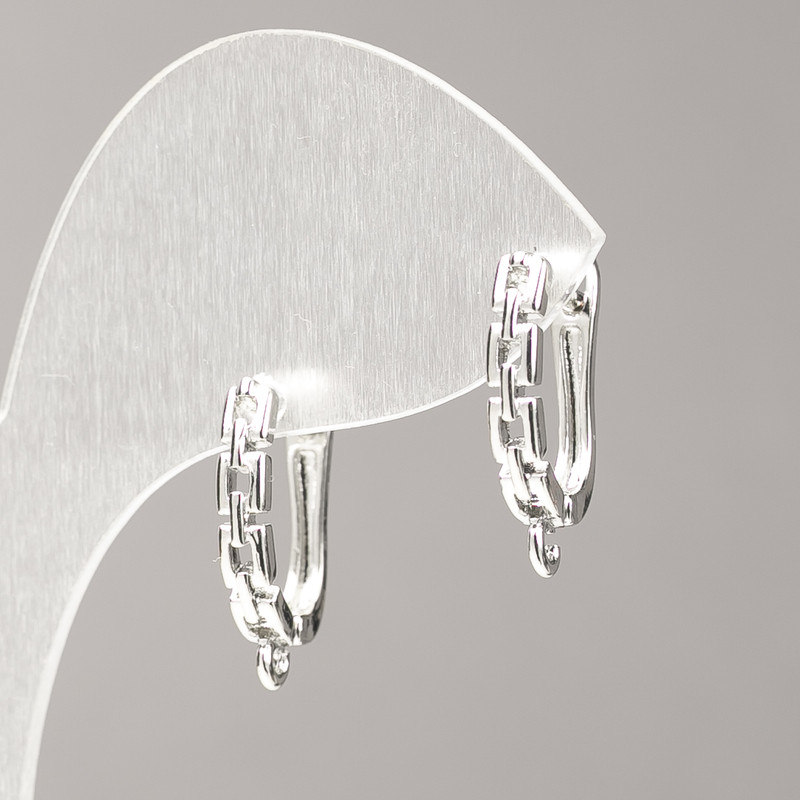 Ear wires for earrings, silver-colored metal, 18×3 mm - pair