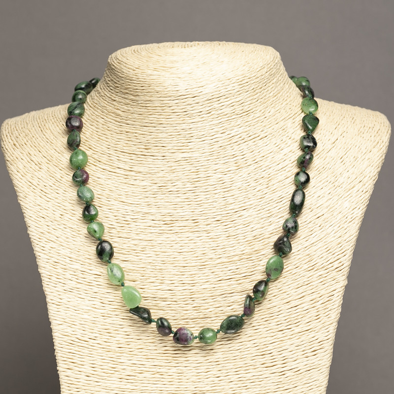 Natural Zoisite Bead Necklace, Tumbled, Diameter 10x8 mm, Length 45 cm+