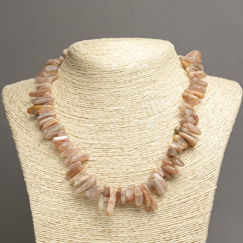 Necklace with natural selenite chip 'Needle', diameter 15x5 mm ±, length 45 cm+