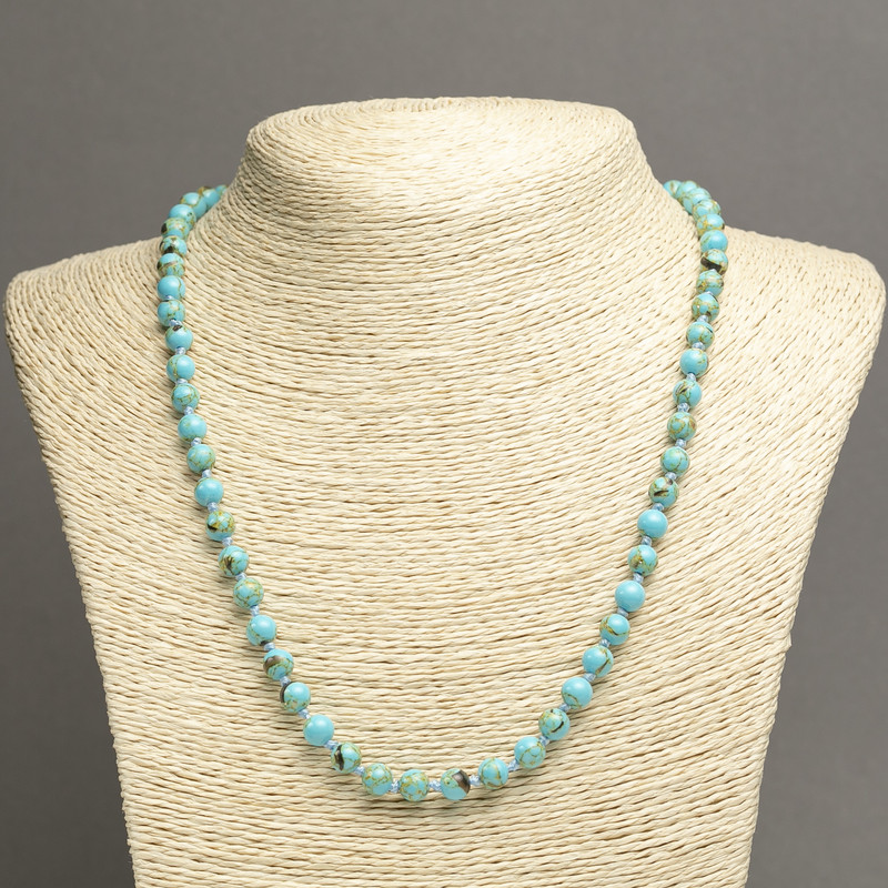 Imperial Jasper Turquoise Necklace (pressed) smooth beads, 6 mm diameter, 45 cm length