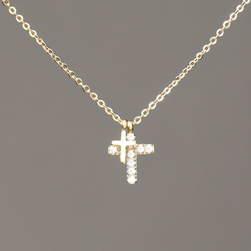 Xuping Chain with Lemon Gold Plating, Pendant and White Crystals, 12×9mm, Thickness 1mm, Length 40-45cm