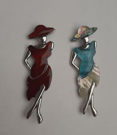 Brooch Pendant 'Lady with Pearl and Chalcedony' 80x30mm +