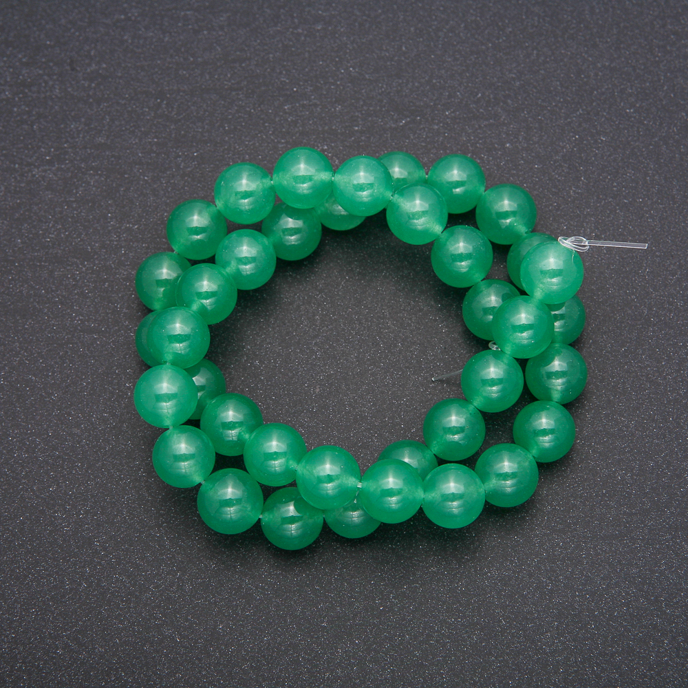 Nephrite Beads, Smooth Balls, 10 mm Diameter, 38 cm Length